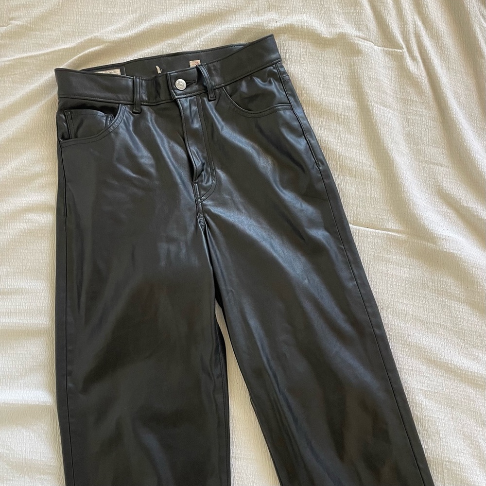 Levis Ribcage Faux Leather Straight Leg Pants